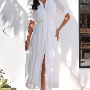 NWT Hello Molly white maxi button up dress size 6